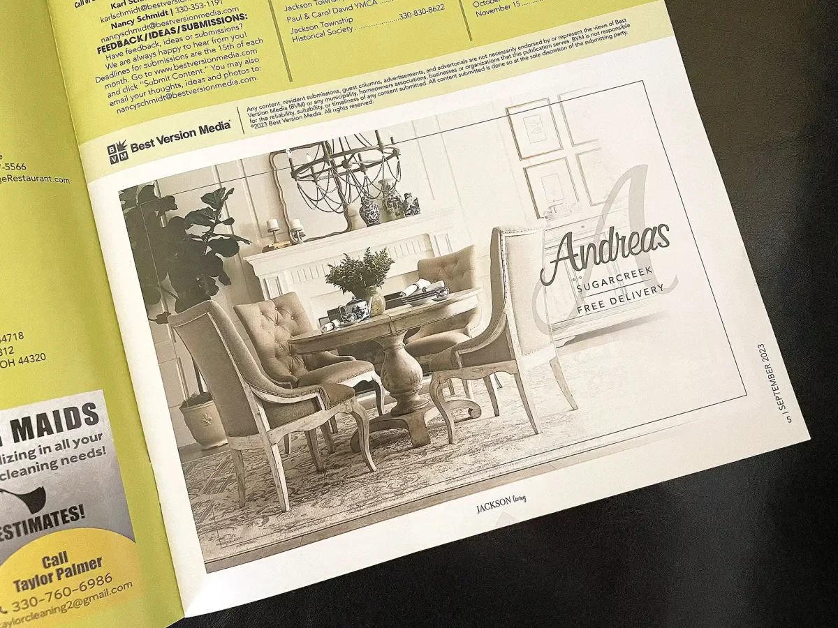Andreas Furniture Jackson Living Magazine Ad